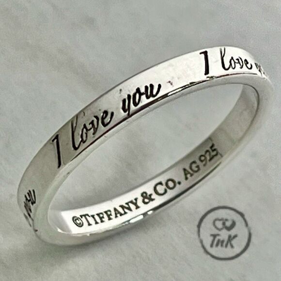Tiffany Retired Notes "I Love You" Ring - Sterling Silver - Size 8.5 - Picture 3 of 16